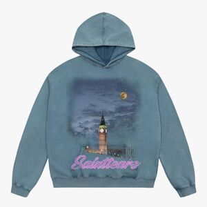 Doncare Saint Tears Pullover Hoodie Hip Hop Oversized Sweatshirt Gray M NWT